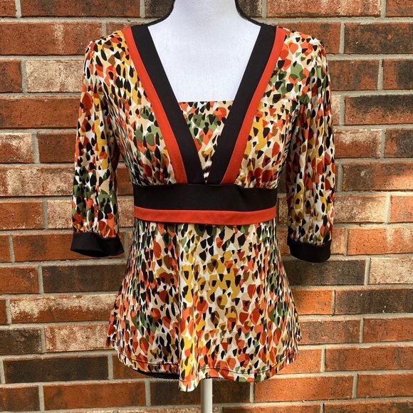 Geometric Earth Tone Top by Petite Sophisticate - Picture 4 of 11